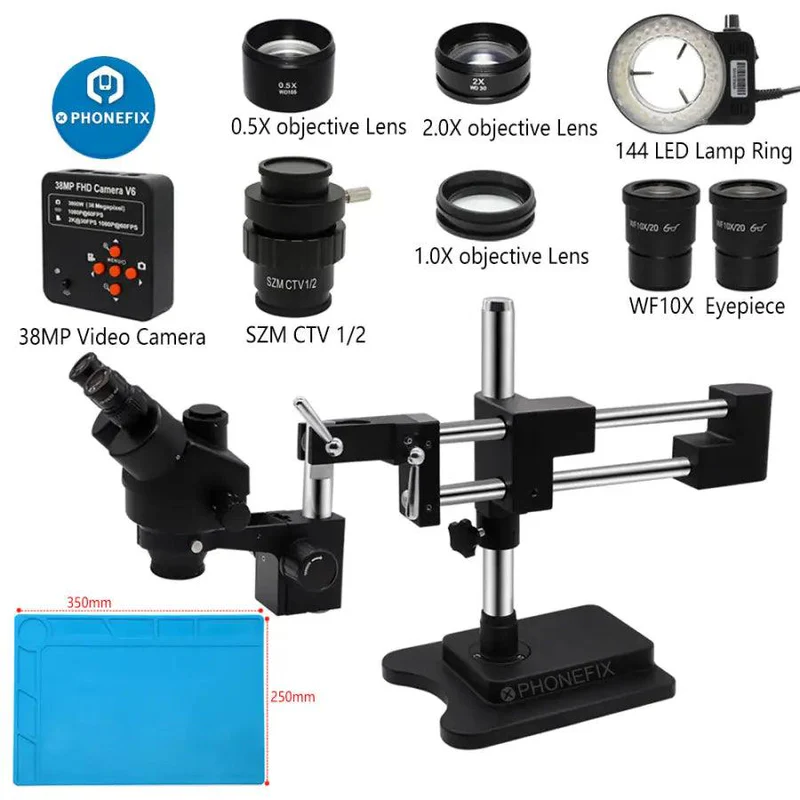 Microscope stéréo à Double bra - Stereo Trinocular Microscope Pcb avis et prix
